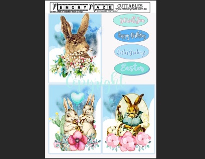 Easter Bunnies, Cuttable sheet Min buy 5